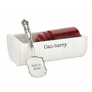 Mud Pie Can-Berry Ceramic Cranberry Serving Dish with Silver Serving Spatula